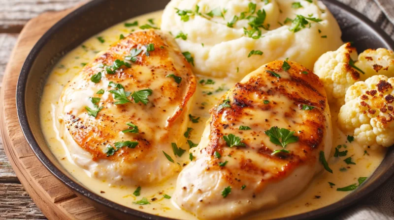 Poitrine de poulet sauce crémeuse à l'ail